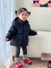 巴布豆（BOBDOG）金标短款儿童羽绒服男女中小童2025冬季新款防风加厚A类95绒外套 黑色 【防风门襟款】 80 推荐【身高60-70cm】 实拍图