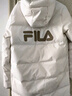 FILA 斐护科技|斐乐女装长款羽绒服冬季休闲简约连帽保暖羽绒外套 云菇白-WT 160/80A/S 实拍图