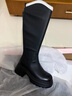 他她明星同款TATA弹力小V靴软糖靴厚底高跟骑士靴 黑色（单里） 36 实拍图