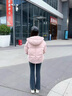 森马（Semir）90绒羽绒服女短款小宽松连帽高蓬面包服冬防泼水防风立领外套百搭 【显瘦小A廓形】橡皮粉（白鸭绒）61214 L 实拍图