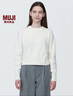 无印良品（MUJI）女式 棱纹编织 圆领短款针织衫 长袖女款 女装 薄款毛衣 米白色 L (165/88A) 实拍图