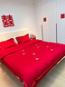 南极人婚庆结婚高档床上四件套新人结婚大红色中式刺绣床单被套床品套件 喜结连理-大红【柔软亲肤】 1.8m床单四件套-被套200x230cm 实拍图