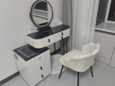 雅即（YAJI）智能梳妆台卧室实木大小户型现代轻奢简约无线充电多功能化妆台桌 白80桌+多功能柜+智镜+花瓣椅 黑色钢化玻璃+蓝牙音响+无线充电 实拍图