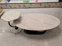 梵尔丹顿轻奢风意式岩板茶几家用客厅椭圆形茶几桌设计师高级感小户型茶桌 黑架+雪山白岩板 130*70*42【茶几+边几】 实拍图
