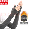 野外寻梅羊绒保暖袖套男女通用秋冬季长款手套加厚加绒手臂胳膊套护手袖套 深灰色(指套款) 均码 实拍图