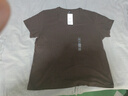 优衣库女装竹节纱V领T恤/短袖棉白T上衣打底内搭483576 38 深褐色 2XL /170/100B 实拍图
