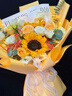 插画鲜花速递向日葵玫瑰混搭花束送女友老婆生日礼物全国同城配送 向日葵香槟混搭花束 实拍图