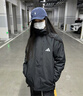 adidas拒水加绒内胆三合一连帽外套男女秋冬阿迪达斯官方轻运动 黑色   L 实拍图