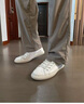 皓顿（HAUT TON）休闲鞋头层牛皮男鞋新品懒人小白鞋韩版一脚蹬乐福鞋百搭板鞋 白色 41 -适合运动鞋42码 实拍图
