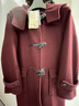 无印良品（MUJI）女式 羊毛混牛角扣大衣长款连帽毛呢呢子外套秋冬季外衣女装 深紫红色 L (165/88A) 实拍图