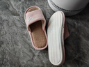 俞兆林亚麻棉麻拖鞋男女条纹轻便简约居家四季拖鞋 YR008 粉色 38/39 实拍图