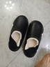 洁丽雅防水棉拖鞋男士秋冬季家居室内防滑防臭保暖踩屎感全包跟棉鞋女款 黑白 42-43 【适合41-42码】 实拍图
