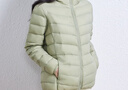 鸭鸭（YAYA）佟丽娅同款轻薄羽绒服女新款秋冬季休闲短款连帽保暖轻便韩版外套 抹茶绿色 L 实拍图