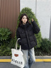 雪中飞羽绒服女短款马卡龙色连帽面包服2025冬新款廓形显瘦保暖 黑色|8056 M /160/84A 实拍图