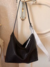 裘真【明星推荐】经典hobo包植鞣牛皮腋下通勤休闲饺子女包 黑色-小号 小包/大包 实拍图