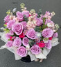 冉子花坊鲜花速递粉玫瑰抱抱桶向日葵花篮生日礼物送女友爱人同城配送 爱的抱抱紫色 实拍图