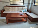 合夕胡桃木实木沙发新中式小户型客厅组合冬夏两用新款原木质佛山家具 四人位+贵妃榻+茶几 实拍图