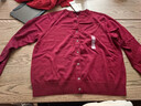 优衣库女装精纺美利奴羊毛圆领针织开衫/长袖通勤秋冬新款478331 16 红色 XL 实拍图