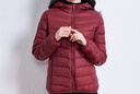 鸭鸭（YAYA）轻薄羽绒服女冬短款2025年秋冬新款高端时尚女款轻便韩版保暖外套 酒红色【连帽款】 3XL 实拍图