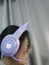 ONIKUMA猫耳电竞游戏耳机头戴式粉色电脑耳机有线女生网红主播直播可爱吃鸡耳机带麦克风台式笔记本网课用 紫色猫耳朵耳机（单圆孔版） 实拍图