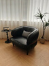 映巢（YINGCHAO）美式单人沙发椅家用小户型客厅卧室阳台休闲接待会客灯芯绒懒人椅 经典黑色油蜡皮【送靠枕】 实拍图