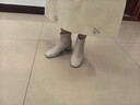 达芙妮官方真皮马丁靴女加绒2025秋冬新款法式粗跟短靴女气质瘦瘦靴子女 米白色【真皮系列】 37 实拍图