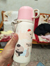 可爱儿童双饮保温杯 316女生高颜值吸管杯 学生上学专用水杯 双饮款-蜜桃粉 450ML 实拍图