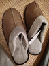 华宝驰羊皮棉拖鞋男橡胶厚底防滑室内家居真皮拖鞋冬秋季毛棉拖防水保暖 深卡其色 44-45 码（适合43到44码脚穿） 实拍图