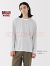 MUJI男式 天竺编织 圆领长袖T恤 男士打底衫男款男装上衣 25年冬季 白色条纹 S （165/84A） 实拍图