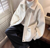 宾迪肯（BINDIKEN）羊羔毛绒棉衣外套男冬季棉服潮牌宽松青少年冬装加绒加厚保暖衣服 A071-089白色 （版型偏大一码） L 实拍图