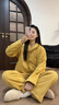 ZUMASHL睡衣女士2026新款秋冬季纯棉夹棉袄加厚保暖可外穿家居服套装冬天 S85990#（翻领）夹棉套装-麦穗金 M 【建议85-120斤穿】三层加厚 实拍图