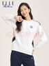 ELLE ACTIVE休闲圆领卫衣女装秋季时尚百搭拼色运动减龄薄款舒适透气套头衫 白色 L 实拍图