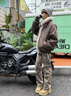 WASSUP HERMU官方棉服男秋冬季cleanfit重磅座山雕剪裁解构设计宽松大毛领外套 灰咖色 XL （推荐130-150斤） 实拍图