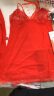 媚の火女士性感睡衣女夏季吊带睡裙两件套蕾丝内衣居服大码冰丝高级感 红色 XXL码（130-145斤） 实拍图