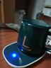 陶瓷杯保温杯垫电热杯垫水杯恒温加热器恒温暖杯器办公室茶座暖奶器保温底座生日礼物女 时尚绿礼盒装【杯垫+带盖大肚杯+勺子】 暖暖杯套装 实拍图