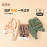 嘟嘟家宝宝裤子加绒冬季男童冬装保暖女童长裤潮儿童休闲裤 米色粉兔100 实拍图