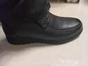 蜘蛛王棉鞋男冬季商务休闲羊毛保暖皮鞋套脚中老年爸爸棉靴 黑色 42  实拍图