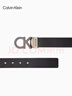 Calvin KleinJeans男士真皮商务休闲ck双面金属字母带头牛皮革腰带皮带礼物 003-太空黑 90cm 实拍图