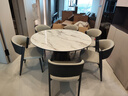 鲁菲特大理石餐桌意式轻奢高级感微晶石高端餐桌可旋转方圆两用餐厅饭桌 威尼斯棕桌面-碳素钢底座-263#椅 1.35米 一桌六椅 实拍图