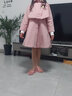 撒娇娃童装女童连衣裙秋冬季儿童套装拜年服装毛衣背心裙子毛呢外套小女孩秋装过年衣服中大童女装三件套 樱桃粉色披肩+裙子+帽子白色打底衫 150(建议身高145左右) 实拍图