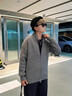 主意范（ZHUYIFAN）双拉链开衫毛衣外套男半高领加厚保暖秋冬oversize情侣针织衫夹克 灰色半高领（高品质升级版） XL 125-145斤 实拍图