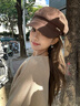 七色纺贝雷帽女秋冬季帽子女八角帽女士报童画家帽鸭舌贝雷帽 咖啡色 晒单实拍图