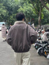 WASSUP HERMU官方棉服男秋冬季cleanfit重磅座山雕剪裁解构设计宽松大毛领外套 灰咖色 XL （推荐130-150斤） 实拍图