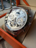 冠琴（GUANQIN）手表男机械表全自动镂空飞轮瑞士品质防水夜光皮带男士双日历手表 银色白面【明星代言】 实拍图