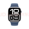 Apple/苹果 Watch Series 10 智能手表GPS+蜂窝款46毫米银色铝金属表壳丹宁色运动型表带M/L MWYG3CH/B 实拍图