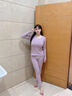 雅鹿保暖内衣女加绒加厚女士保暖衣打底衫美体亲肤学生秋衣秋裤套装冬 豆沙紫【上衣+裤子】 羊绒蚕丝 2XL （121-139斤） 实拍图