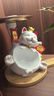奇雅莱招财猫玄关钥匙收纳摆件入户鞋柜客厅家居装饰搬家乔迁新居礼品 微笑大肚招财猫+球拍木架+喜乐台 实拍图