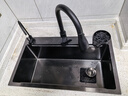 万和【店长推荐】双槽改大单槽厨房水槽304不锈钢洗碗池家用小米粒 5MM小米粒+【三档抽拉龙头】三孔 5MM面板68X40【双槽改单槽尺寸】 实拍图