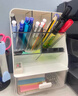 得力(deli)斜插式笔筒 多功能六格笔筒时尚大容量桌面收纳盒创意笔架小学初中学生必备 白色PK133 实拍图