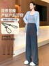 9i9孕妇裤子秋冬外穿加厚上班怀孕不勒肚可调宽松阔腿裤休闲裤深灰L 实拍图
